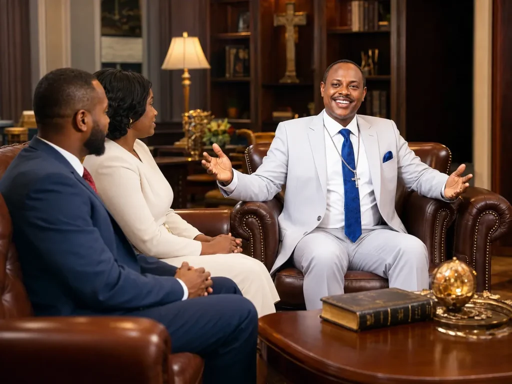 Pastor providing pastoral counselling to a married couple
